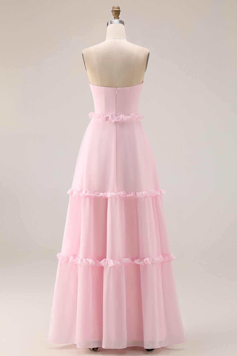 Berylove Women Blushing Pink Bridesmaid Dress A Line Strapless Ruffled Maxi Wedding Guest Dress with Slit, Blushing Pink / US16 Berylove Women Blushing Pink Bridesmaid Dress A Line Strapless Ruffled Maxi Wedding Guest Dress with Slit, Blushing Pink / US16