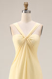 One Shoulder Lemon Sorbet A Line Prom Dress