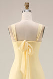 One Shoulder Lemon Sorbet A Line Prom Dress