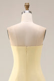 One Shoulder Lemon Sorbet A Line Prom Dress