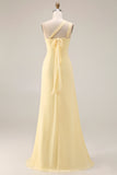 One Shoulder Lemon Sorbet A Line Prom Dress