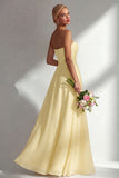 One Shoulder Lemon Sorbet A Line Prom Dress