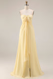 One Shoulder Lemon Sorbet A Line Prom Dress