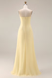One Shoulder Lemon Sorbet A Line Prom Dress