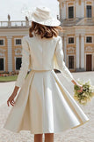 Ivory A-Line 2 Piece Long Sleeve Rehearsal Dinner Dress