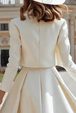 Ivory A-Line 2 Piece Long Sleeve Rehearsal Dinner Dress
