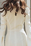 Ivory Bodycon Shawl Lapel Bridal Shower Dress With Flare Sleeves