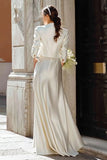 Ivory 2 Piece Sheath V-Neck Wedding Dress With Pockets