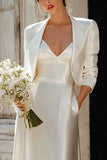 Ivory 2 Piece Sheath V-Neck Wedding Dress With Pockets