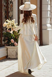 Ivory Satin 2 Piece Corset A-Line Wedding Dress With Jackets
