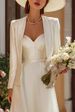 Ivory Satin 2 Piece Corset A-Line Wedding Dress With Jackets