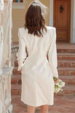 Ivory Shawl Lapel Single Breasted Courthouse Wedding Dress