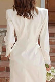 Ivory Shawl Lapel Single Breasted Courthouse Wedding Dress