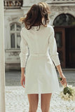 Ivory Bodycon Boat Neck Mini Bridal Shower Dress