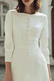Ivory Bodycon Boat Neck Mini Bridal Shower Dress