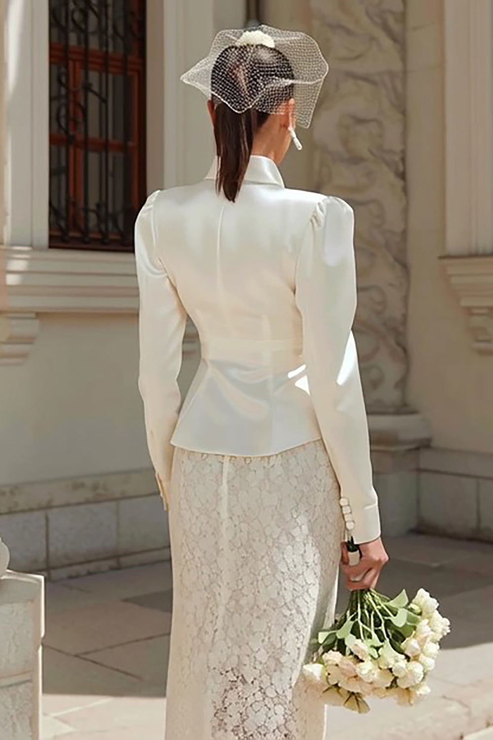 lace rehearsal dinner dress Berylove Women 2 Piece Ivory Rehearsal Dinner Dress Lace Pencil Midi Bridal Shower Dress, Ivory / XL
