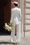 Ivory 2 Piece Peak Lapel Wedding Pant Suits With Belt