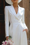 Peak Lapel 2 Piece Ivory Long Blazer Wedding Pant Suits