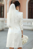 Ivory Notched Lapel Single Breasted Courthouse Wedding Dress