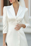 Ivory Notched Lapel Single Breasted Courthouse Wedding Dress