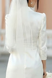 Ivory Notched Lapel Single Breasted Courthouse Wedding Dress
