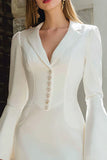 Ivory Bodycon Courthouse Wedding Dress With Flare Sleeves
