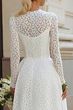 Lace Long Sleeve Ivory A-Line Wedding Dress