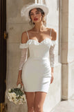 Ivory Cold Shoulder Bodycon Mini Bridal Shower Dress
