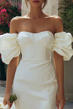 Off The Shoulder Bodycon Ivory Bridal Shower Dress with Slit
