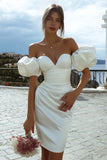 Off The Shoulder Ivory Bodycon Engagement Dress