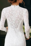 Lace Ivory Bodycon Long Sleeve Bridal Shower Dress
