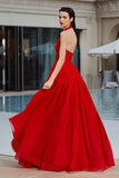 Halter A-Line Ruched Red Maxi Gala Dress
