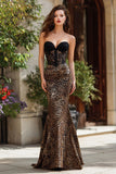 Mermaid Brown Leopard Lace Sweetheart Prom Dress