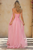 Pink Sweetheart A-Line Ruched Prom Dress With Sash