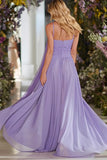 Sweetheart A-Line Ruched Lilac Prom Dress With Sash