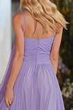 Sweetheart A-Line Ruched Lilac Prom Dress With Sash
