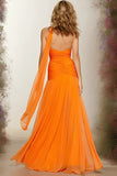 Orange Sweetheart A-Line Ruched Prom Dress With Slit