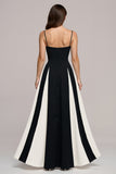 Black and White Colorblock A Line Maxi Dress
