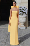 Strapless Yellow Sheath Maxi Formal Dress