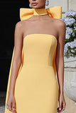 Strapless Yellow Sheath Maxi Formal Dress