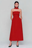 Strapless A-Line Red Wedding Guest Dress With Streamer
