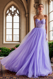 Lilac A-Line Sweetheart Corset Prom Dress
