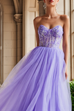 Lilac A-Line Sweetheart Corset Prom Dress