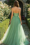 Light Green Sweetheart Corset A-Line Tulle Prom Dress