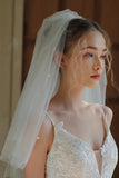 Ivory Short Bridal Veil With Pearls