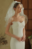 Ivory Ruffled Two-Tier Short Bridal Veil With Pearls
