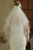 Ivory Ruffled Two-Tier Bridal Veil With Bow