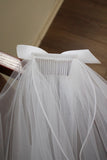 Ivory Ruffled Two-Tier Bridal Veil With Bow