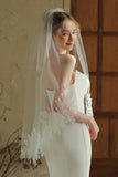 Ivory Lace Embroidered Bridal Veil With Comb Attachment