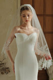 Ivory Lace Embroidered Bridal Veil With Comb Attachment